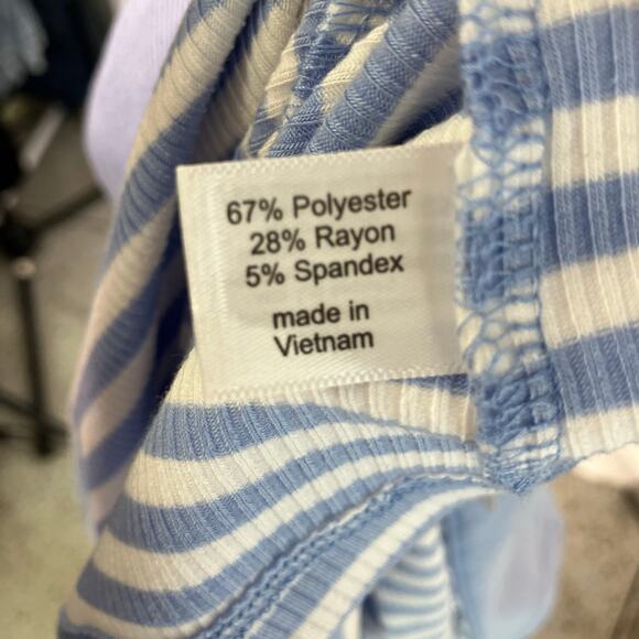 Lane Bryant Blue White Striped Sleeveless Polo Top Plus 26/28 Ribbed Stretch New - Picture 3 of 15